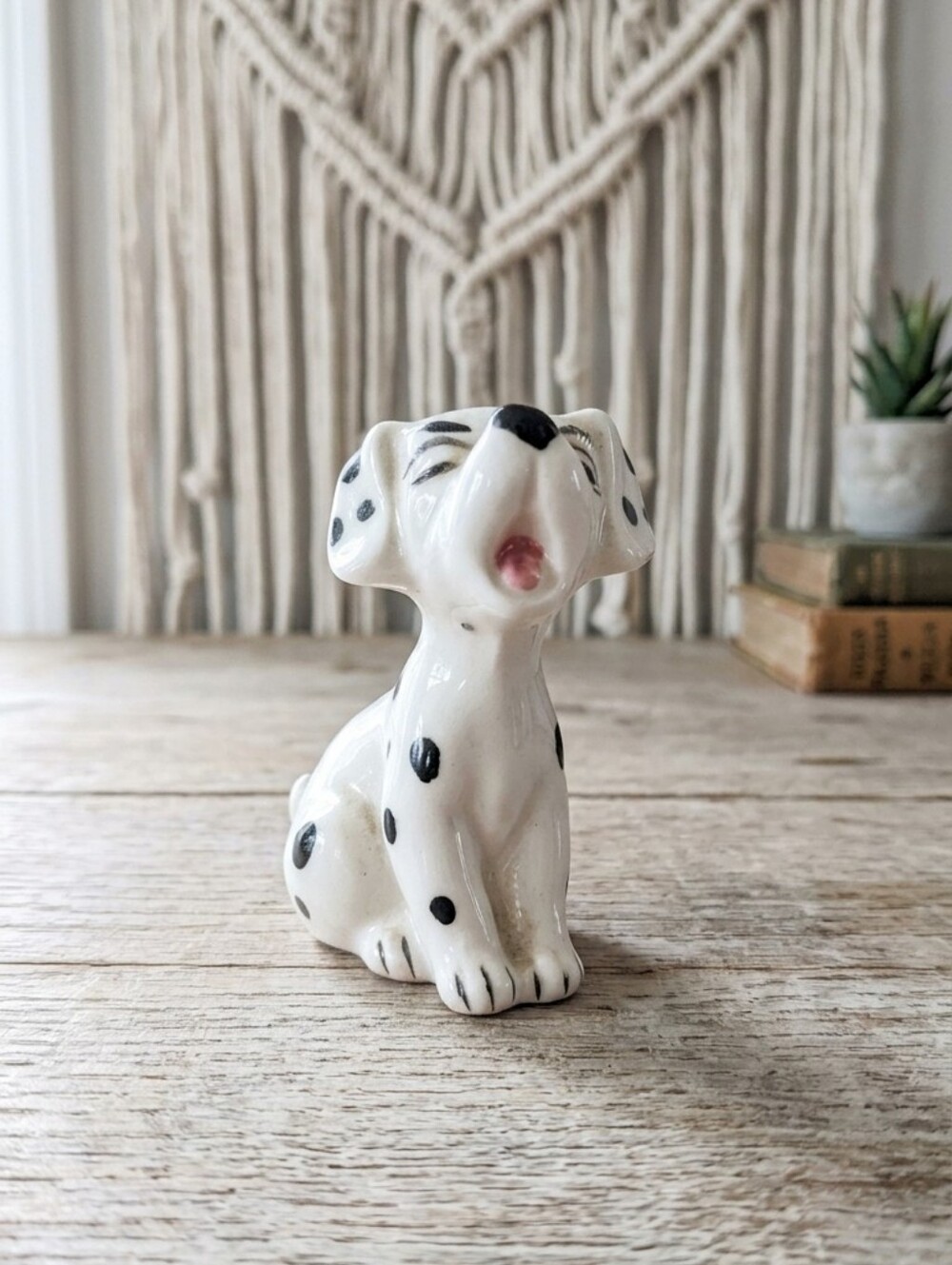 Vintage Disney 101 Dalmatians Yawning Howling Puppy Figurine Japan Ceramic 2.5”
